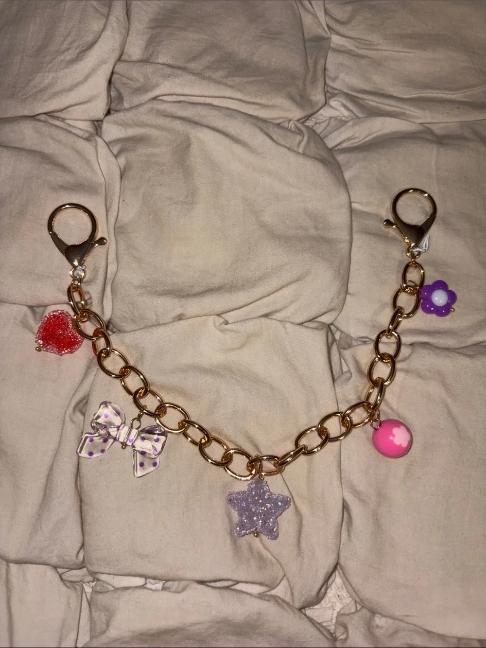 Free People Sparkle Star and Bow Bag Charm Chain